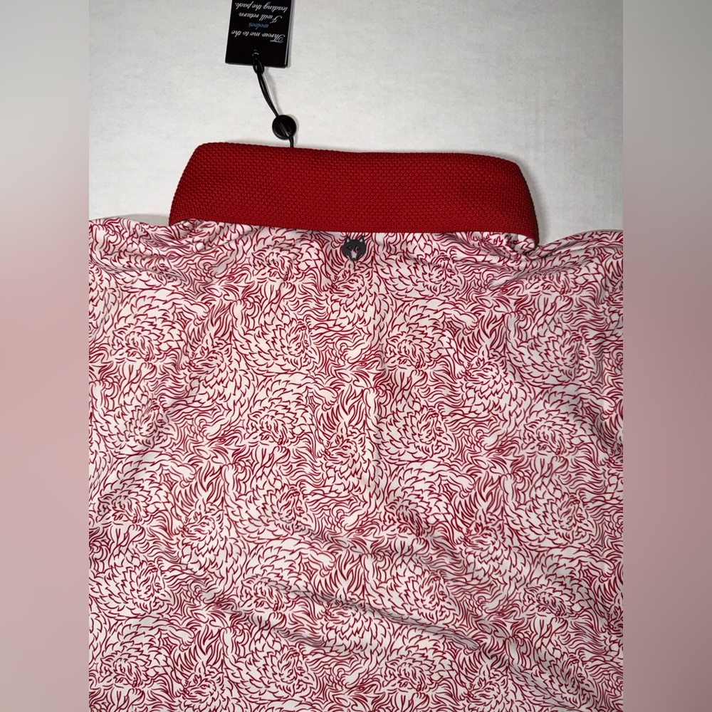 Greyson Red and White Patterned Polo Shirt - Picture 5 of 5